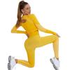 Trendy European-American Sports Fitness Set: Long Sleeve Crop Top & High-Waist Hip-Lifting Yoga Pants