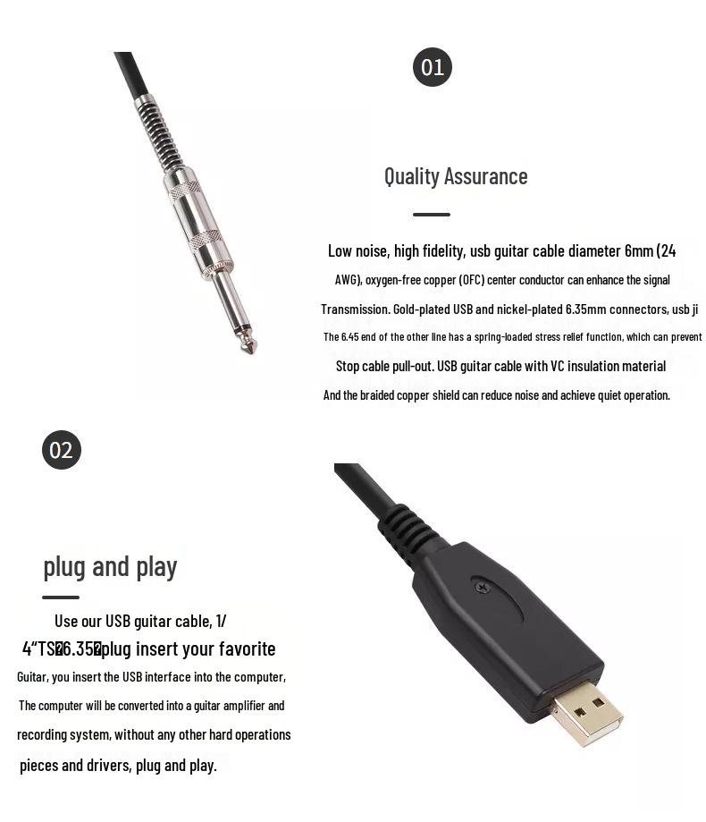 Кабель для записи электрогитары USB на 6,35 мм, Аудиокабель USB на XLR, Доступны настраиваемые опции