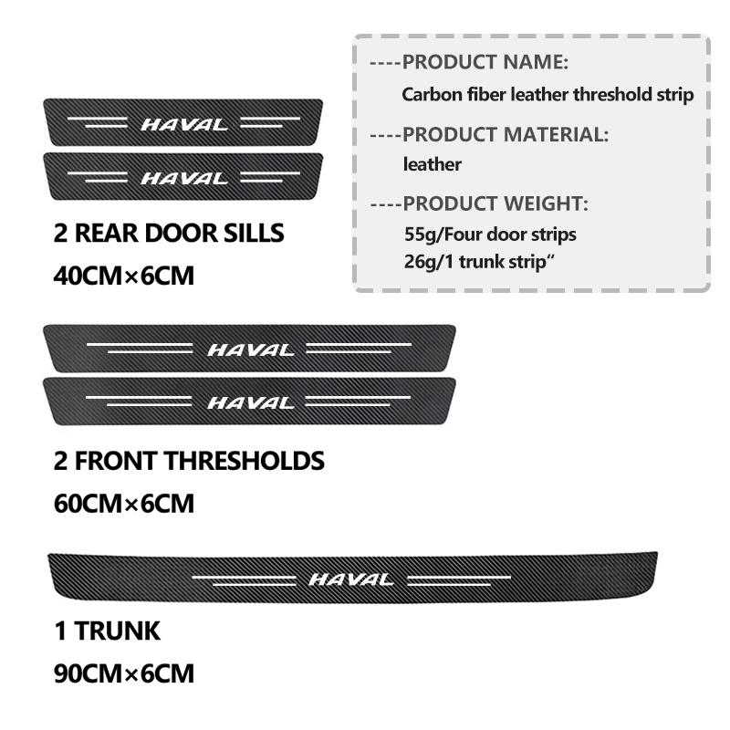 Car Door Sill Scuff Plate Decor Carbon Fiber Stickers Accessories For Haval H6 F7 H9 H2 Jolion F7X F7H H5 H7 H2S H8 H3 H4 H1 F5