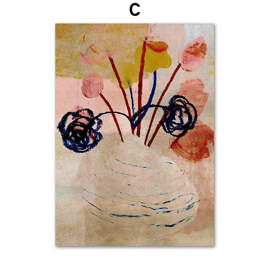 Абстрактная София Линд, полосатые пижамные постеры и принты, изогнутая ваза, настенная живопись на холсте, скандинавское украшение для гостиной, фреска