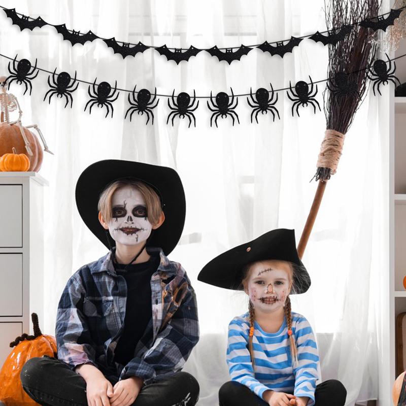 Хэллоуин Подвесная Гирлянда Мультяшный Призрак Летучая Мышь Паук Флажки Бумажный Баннер Принадлежности для Украшения Дома и Камина на Хэллоуин Детям