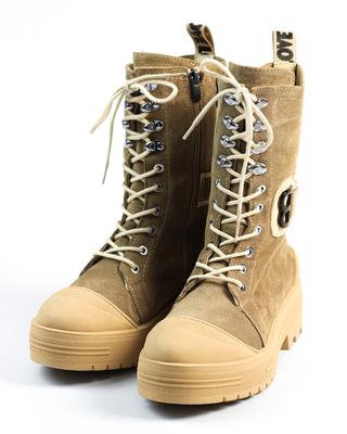 Ботинки c высокой шнуровкой 124340 36 Светло-бежевый замша