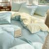 2024 A-Class Pure Cotton Bedding Set: Solid Color Duvet Cover & Bed Sheet