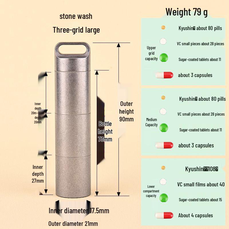 Водонепроницаемая мини-таблетница из нержавеющей стали - Портативный, влагозащищенный дорожный контейнер для лекарств