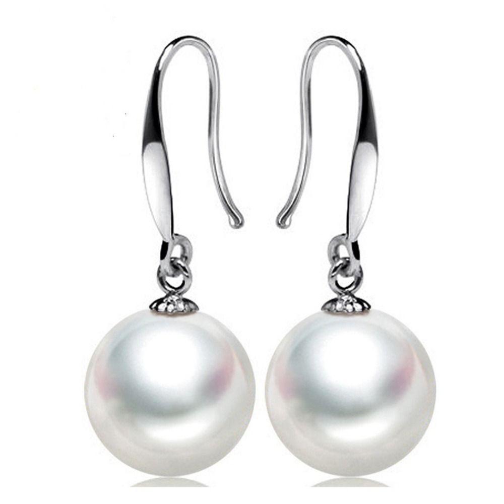 Simulation Freshwater Pearl Drop Earrings Ball Shape Ear Hook Simple Long Earrings Ear Jewelry