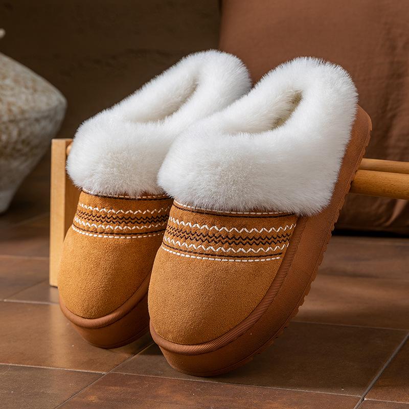 Fleece Thickened Thermal Cotton Slippers 2025 New Winter Cotton Shoes Home Indoor Soft-soled Plush Slippers