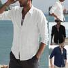 Men's Solid Color Cotton Long Sleeve Casual Shirt