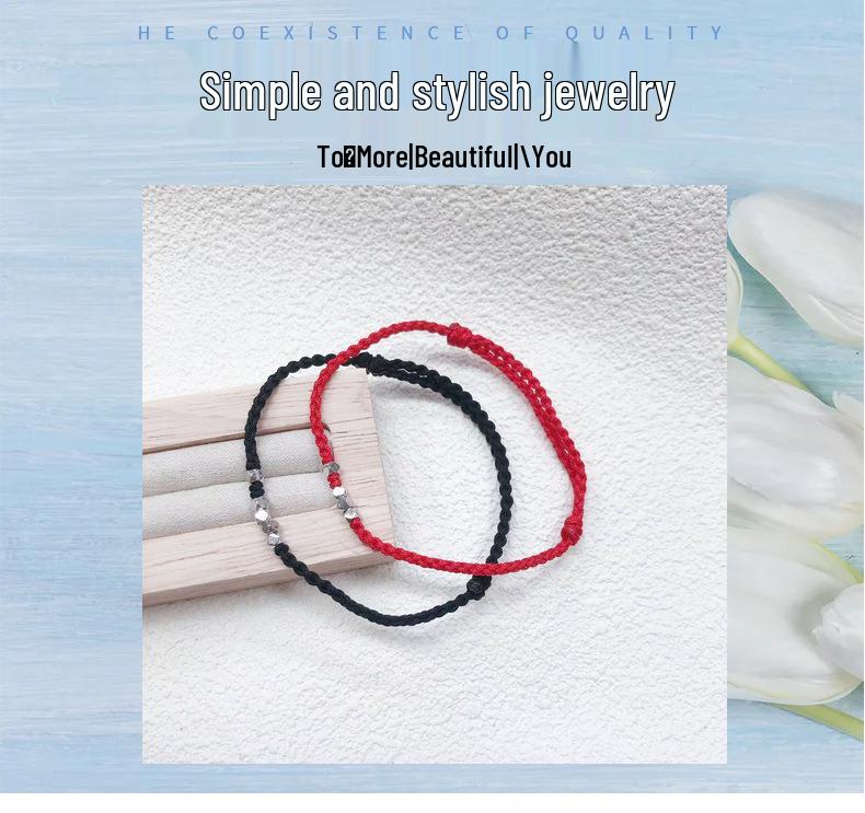 Lucky Red and Black Rope Bracelets for Men and Women - Simple Couple Design