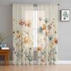 Beautiful Blooming Branches Tulle Window Curtain For Living Room Bedroom Voile Sheer Curtains Kitchen Treatments Drapes