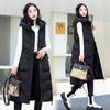 Winter Sleeveless Waistcoats Women Fashion Hooded Long Parkas Vest Warm Zipper Clothes Down Coats Parka Outerwear