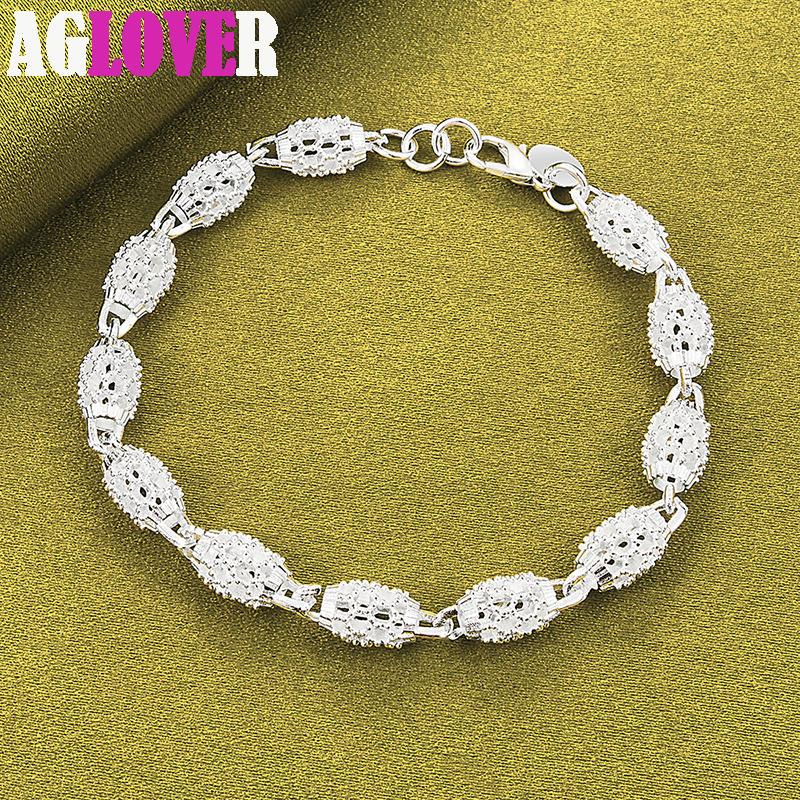 925 Sterling Silver Hollow Bead Ball Bracelet Jewelry