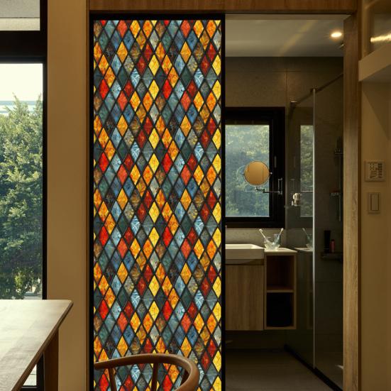 Yousheng Винтажная наклейка из витражного стекла Съемная Водонепроницаемая Статическая наклейка на окно Дом Офис Комната Церковь Декоративная Конфиденциальная Оконная пленка