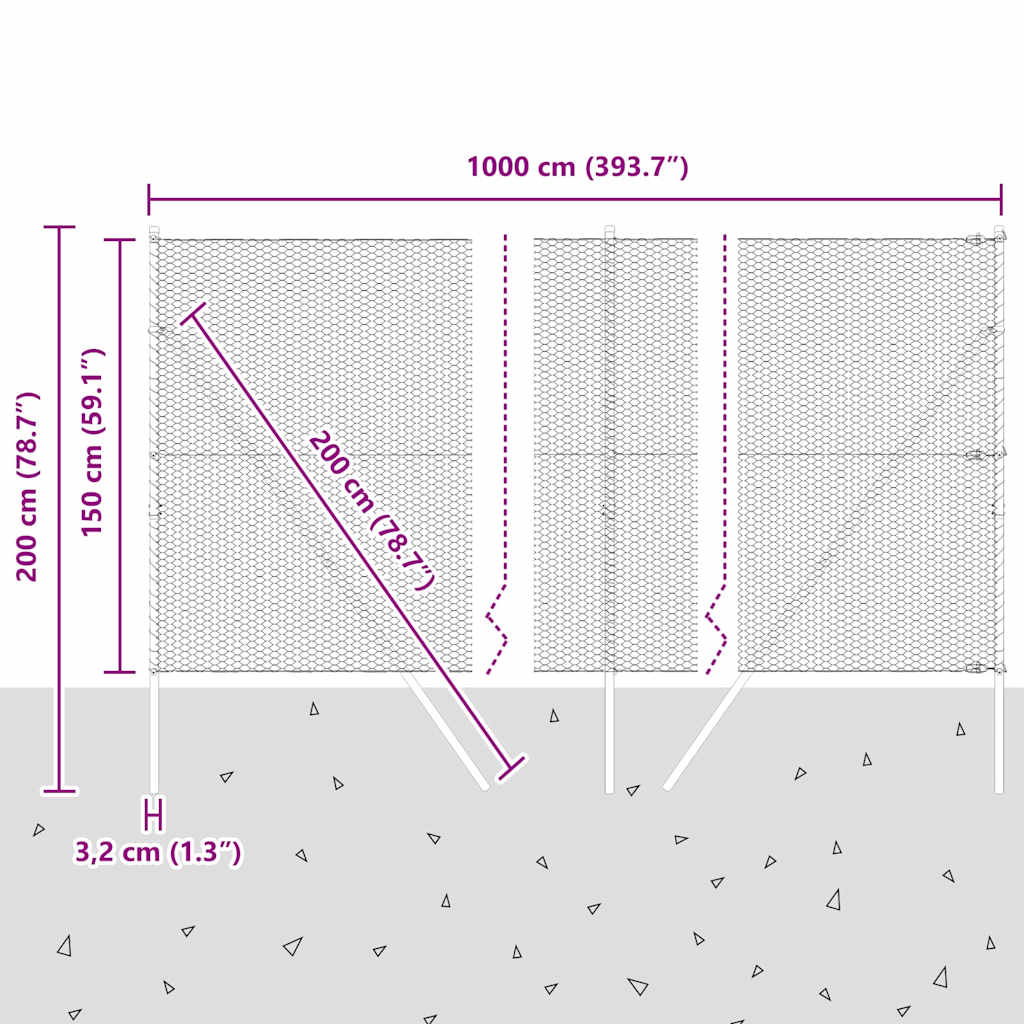Ground Fix Welded Wire Fence 10 x 1.5 m (W x H)