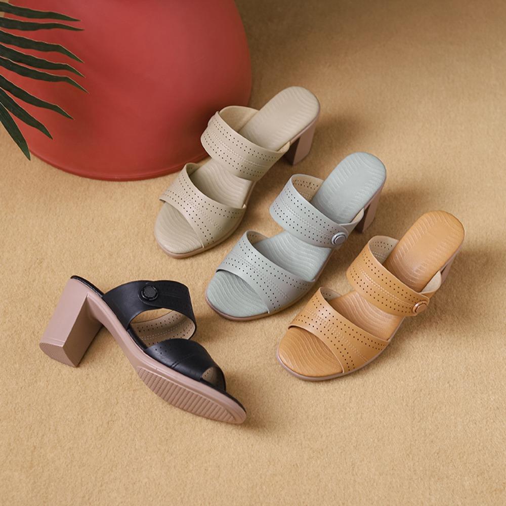 Fashion Thick Soled Slippers Women Outside 2024 Summer New Open Toe High Heel Sandals Women Shoes Pantuflas De Mujer Heels