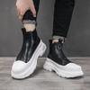 Fashion Men's Best Fashion Leather Boots Autumn New Thick-soled Lightweight High Boots High-top Trend Casual White Shoes Chelsea Boots