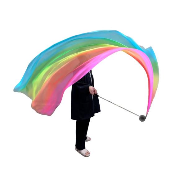 Пои для танца живота Вуаль из искусственного шелка Шар для пои Метательные шары Шарф Пои Лента Стример Разноцветная шелковистая лента