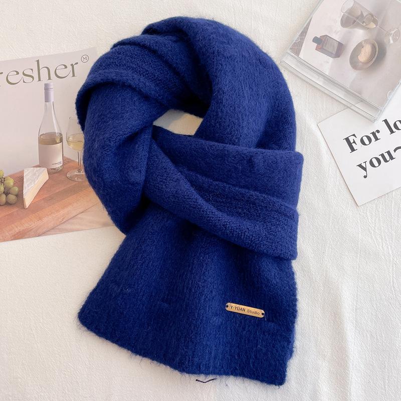 New Christmas Gift Cute Red Scarf Women's Winter New Warm Versatile Knitted Wool Couple Scarf