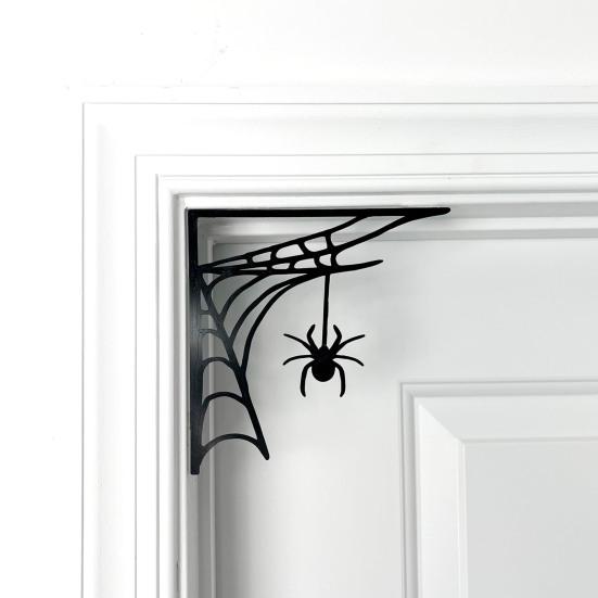 Хэллоуин паутина дверная рама украшения деревенский деревянный черный паук паутина дверной угловой знак домашний офис передняя дверь Топпер няня орнамент