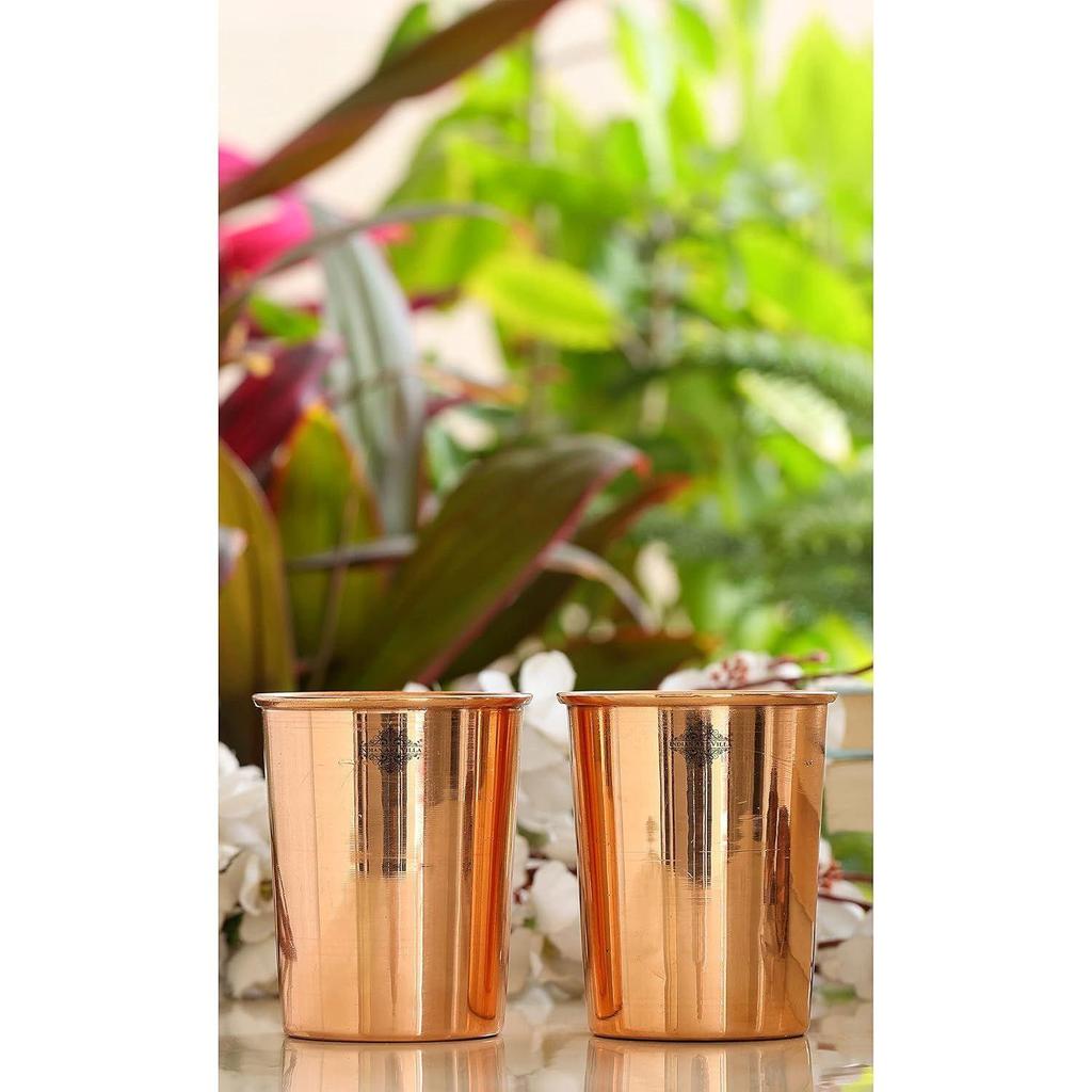 Glass - 275 ML Tumbler, Copper Drinkware & Serveware, Ideal for Water Drinking, Perfect Gifting Option for Festivals and Special Occasions, Set of 2