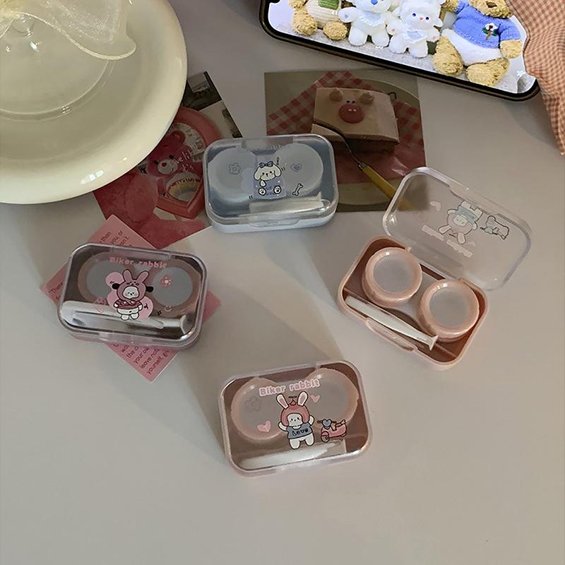 Милый мультяшный футляр для контактных линз, портативный мини-бокс для контактных линз для девочек, красивый контейнер для хранения зрачков, дорожный набор