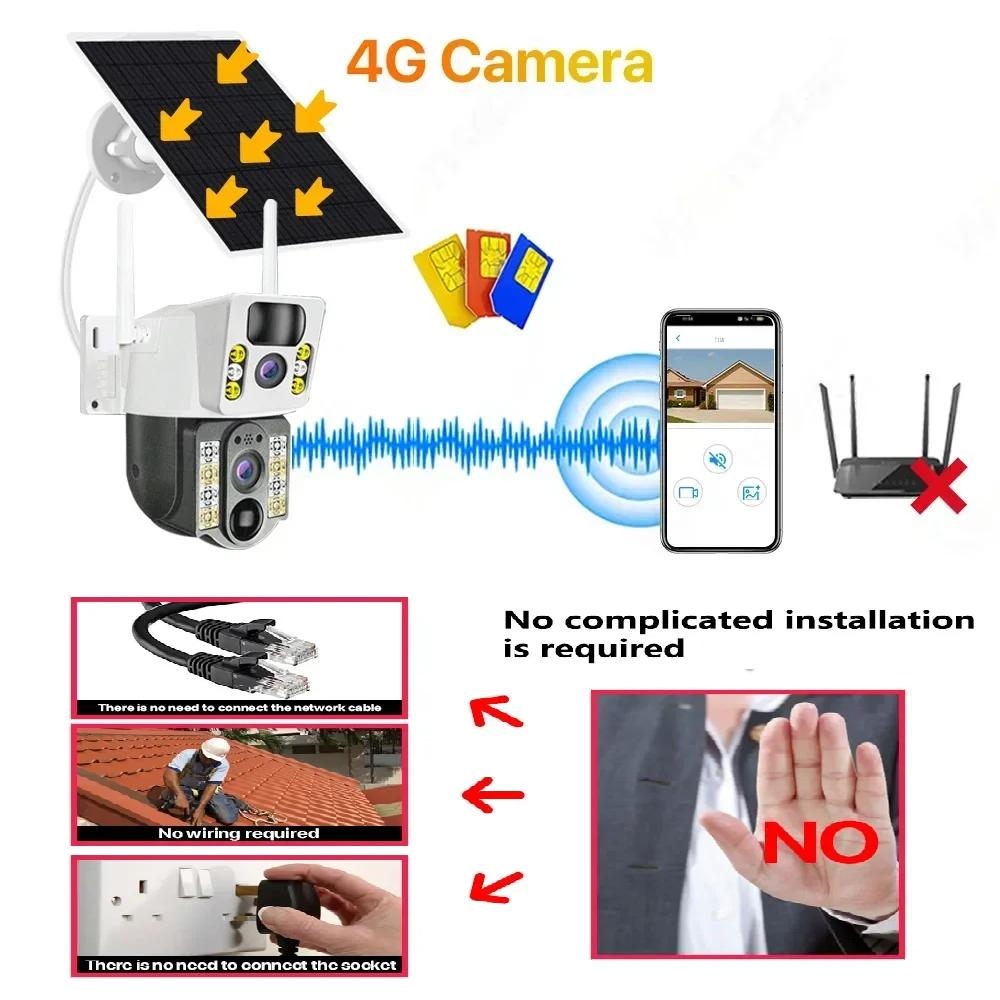 Outdoor Solar Camera 4G/WIFI Waterproof Monitor, Intelligent Remote Home High-definition Night Vision Monitor