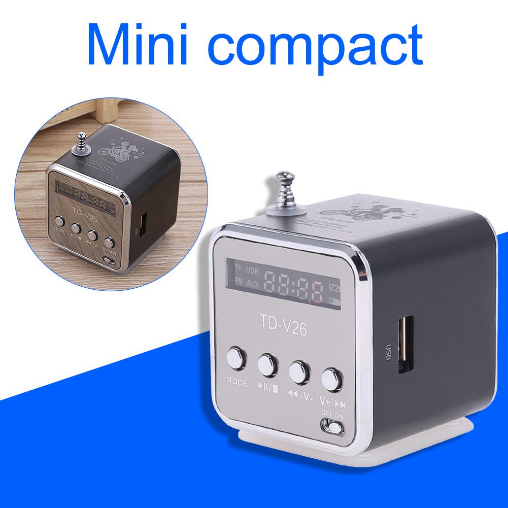 Портативный цифровой FM-радио динамик AU TD-V26, мини-FM-радиоприемник/ЖК-дисплей