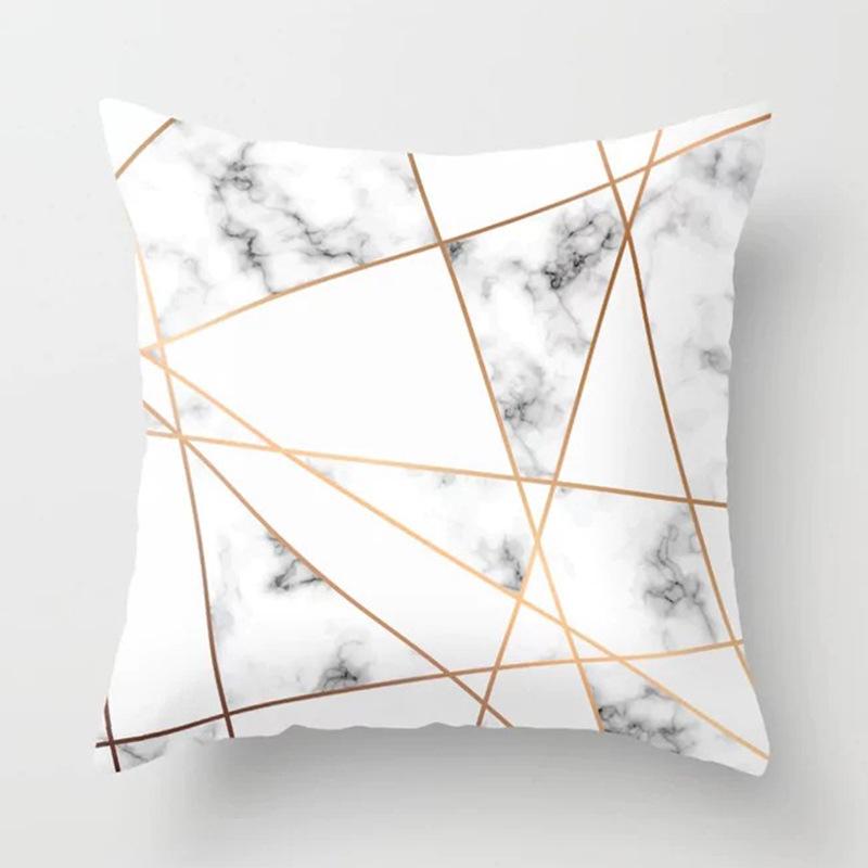 New Sofa Pillowcase, Marble Pattern Peach Leather Velvet Material Pillowcase, Soft