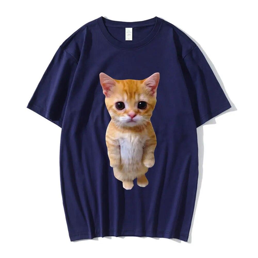 El Gato Meme Sad Crying Cat Munchkin Kitty Meme Модная футболка с рисунком Модные футболки с короткими рукавами Унисекс Негабаритная уличная одежда