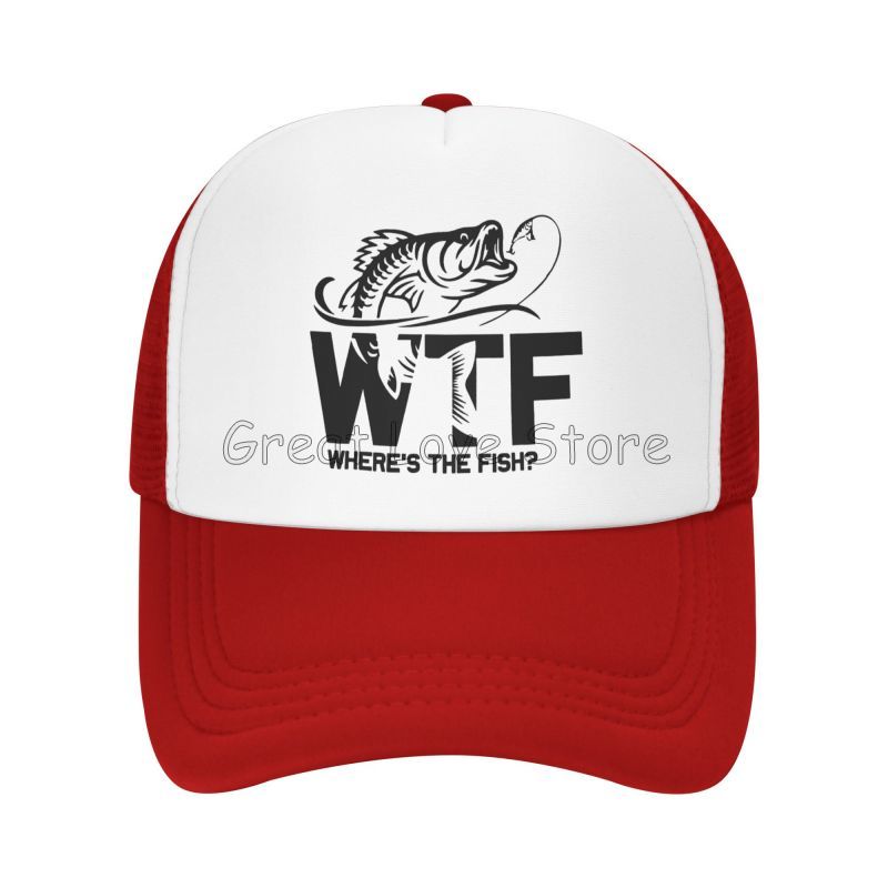 WTF Где Рыба Принт Сетчатая Бейсболка Унисекс Регулируемая Snapback Кепки Папина Рыболовная Шляпа Летние Шляпы от Солнца