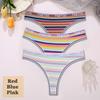 3 шт./компл. красочные полосатые хлопковые женские трусики сексуальные стринги нижнее белье женские дышащие стринги нижнее белье трусики с Т-образной спинкой