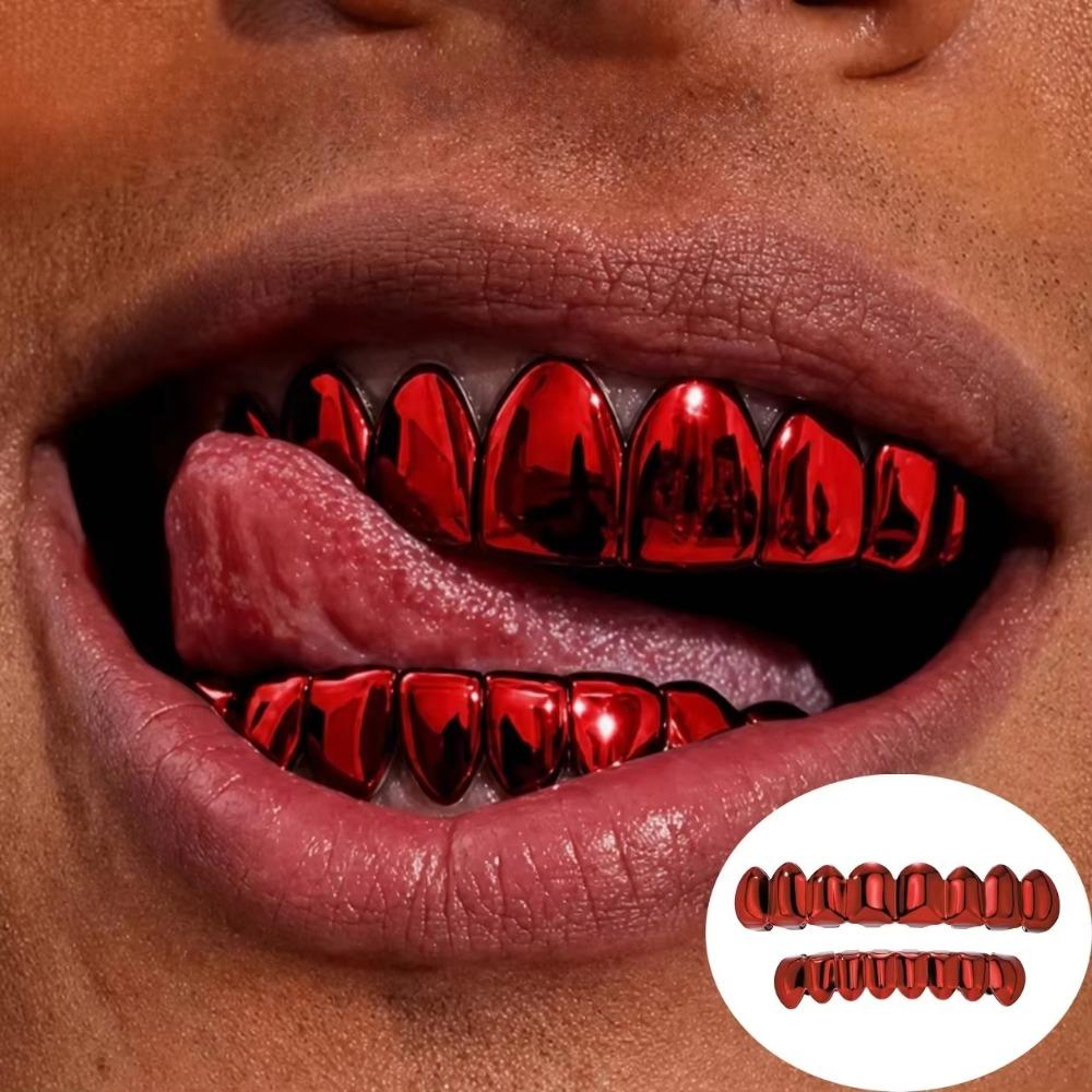 1Pcs/Set Glossy Finish 8 Teeth Top Bottom Grills Y2K Party Cosplay Teeth Halloween