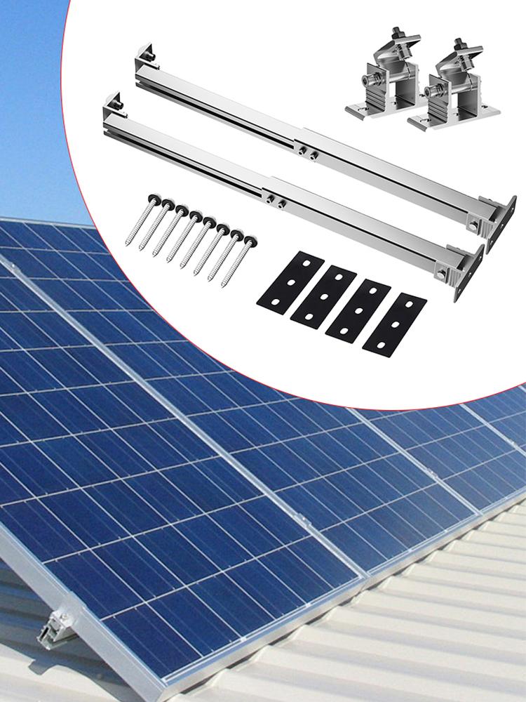 Крепежная стойка для солнечных панелей Регулируемый кронштейн для крепления солнечных панелей Алюминиевый сплав Держатель для крепления на плоскую крышу 15-30 градусов