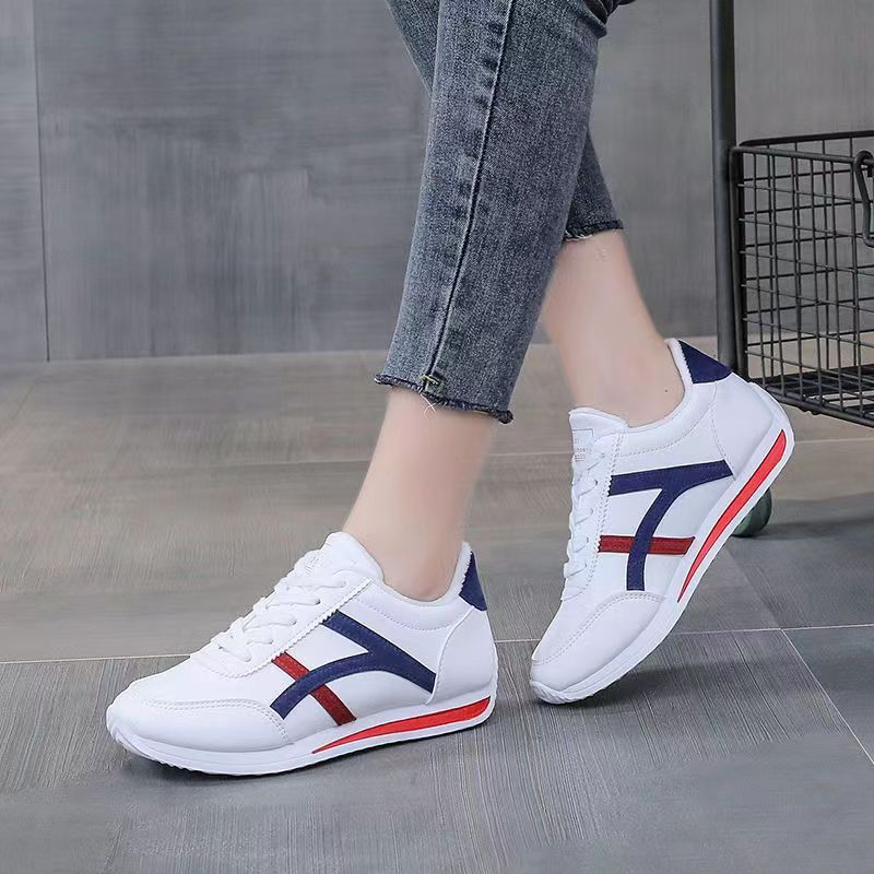 Womens Flat White Shoes With Rubber Sole And Mesh Lining Suitable For Sports And Casual Wear