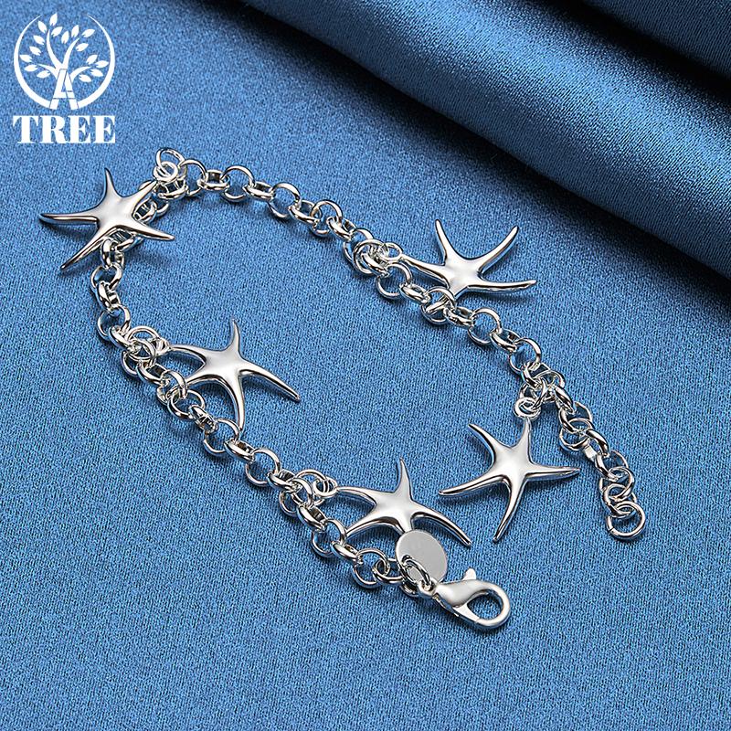 Ювелирные изделия из стерлингового серебра 925 пробы с подвеской в ​​виде пяти морских звезд