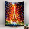 Eiffel Tower Tapestry Wall Hanging, Colorful Paris Oil Painting Art, Romantic Wall Decor for Bedroom Living Room Dorm
