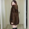 Winter Faux Mink Fleece Fur Coat Women Midi Stand Collar Faux Fur Jacket Thick Warm Loose Female Elegant Parka Outwear Plus Size