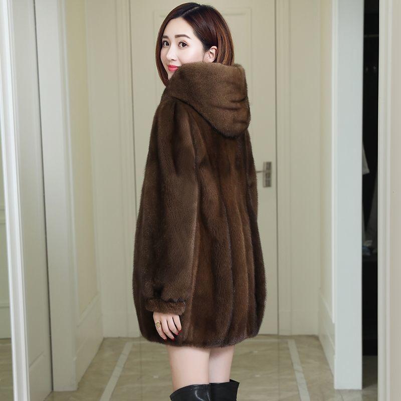 Winter Faux Mink Fleece Fur Coat Women Midi Stand Collar Faux Fur Jacket Thick Warm Loose Female Elegant Parka Outwear Plus Size