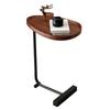 Small Side Table Modern Dark Wood Grain Space Saving C Shaped End Table for Living Room Sofa Hotel