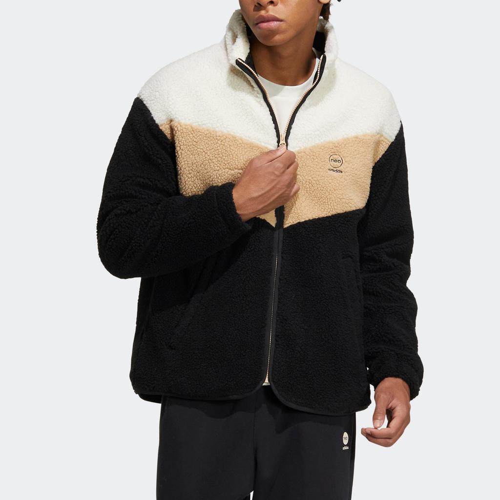 Adidas Neo Logo Print Лоскутная флисовая куртка с воротником-стойкой Верхняя одежда унисекс Многоцветная HY9650