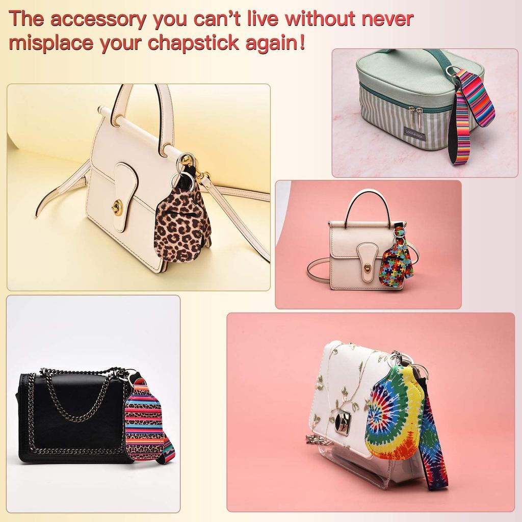 Chapstick Holder Watercolor Butterfly-style Neoprene Lipstick Holder Keychains Clip-On Lipstick Sleeve Pouch