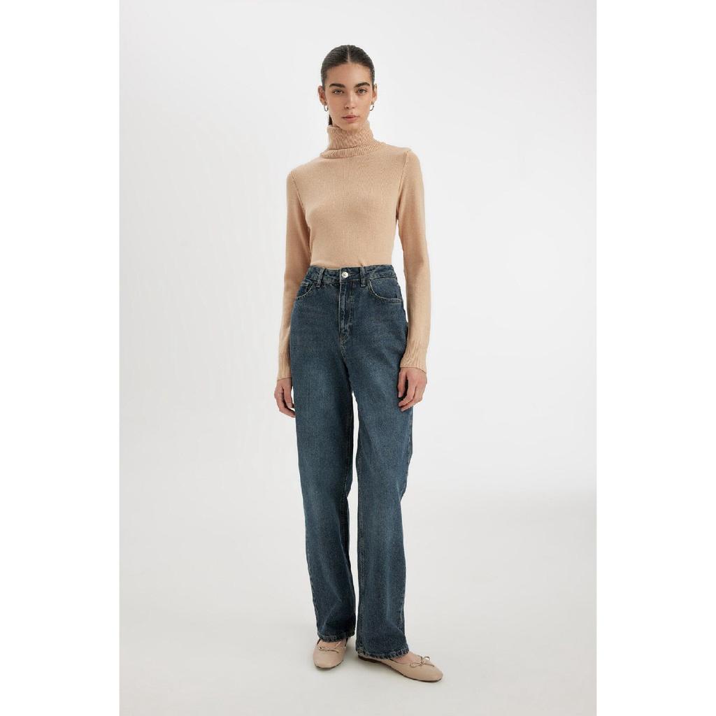 Regular Fit Soft Textured Turtleneck Basic Plain Knitwear Sweater H1651az24wn