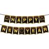 Happy New Years Eve Party Decorations, New Year Party Supplies - Black and Gold Banner (NYE B)