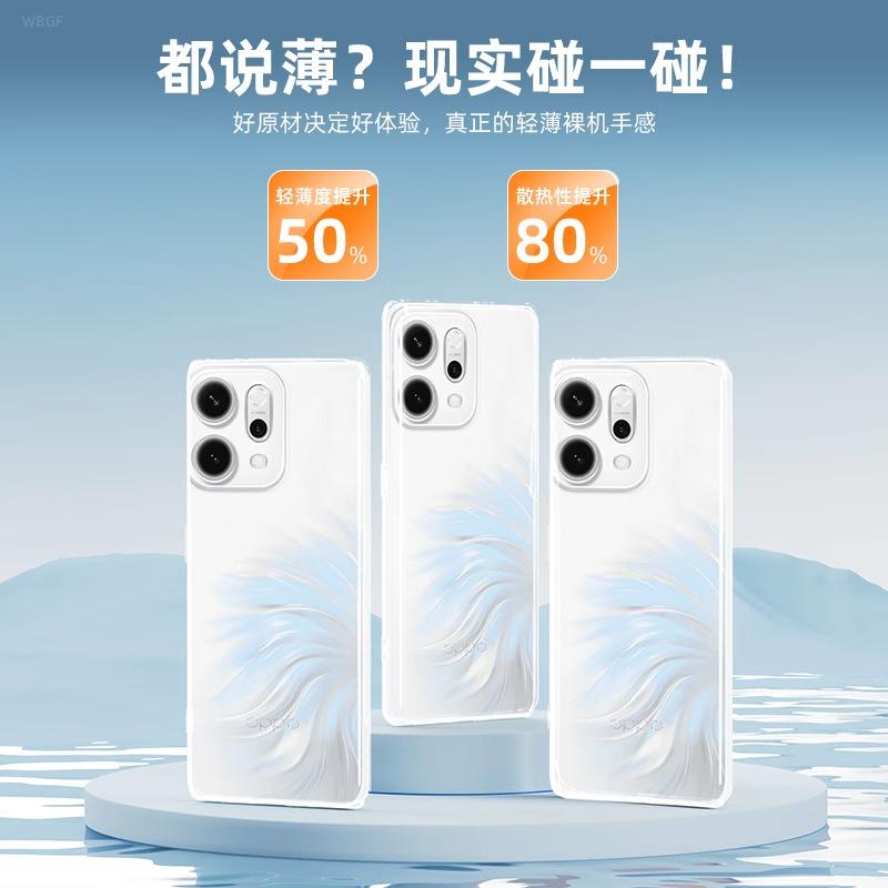 Applicable to opporeno14pro mobile phone case new transparent silicone Reno14 lens anti-drop protective case soft por
