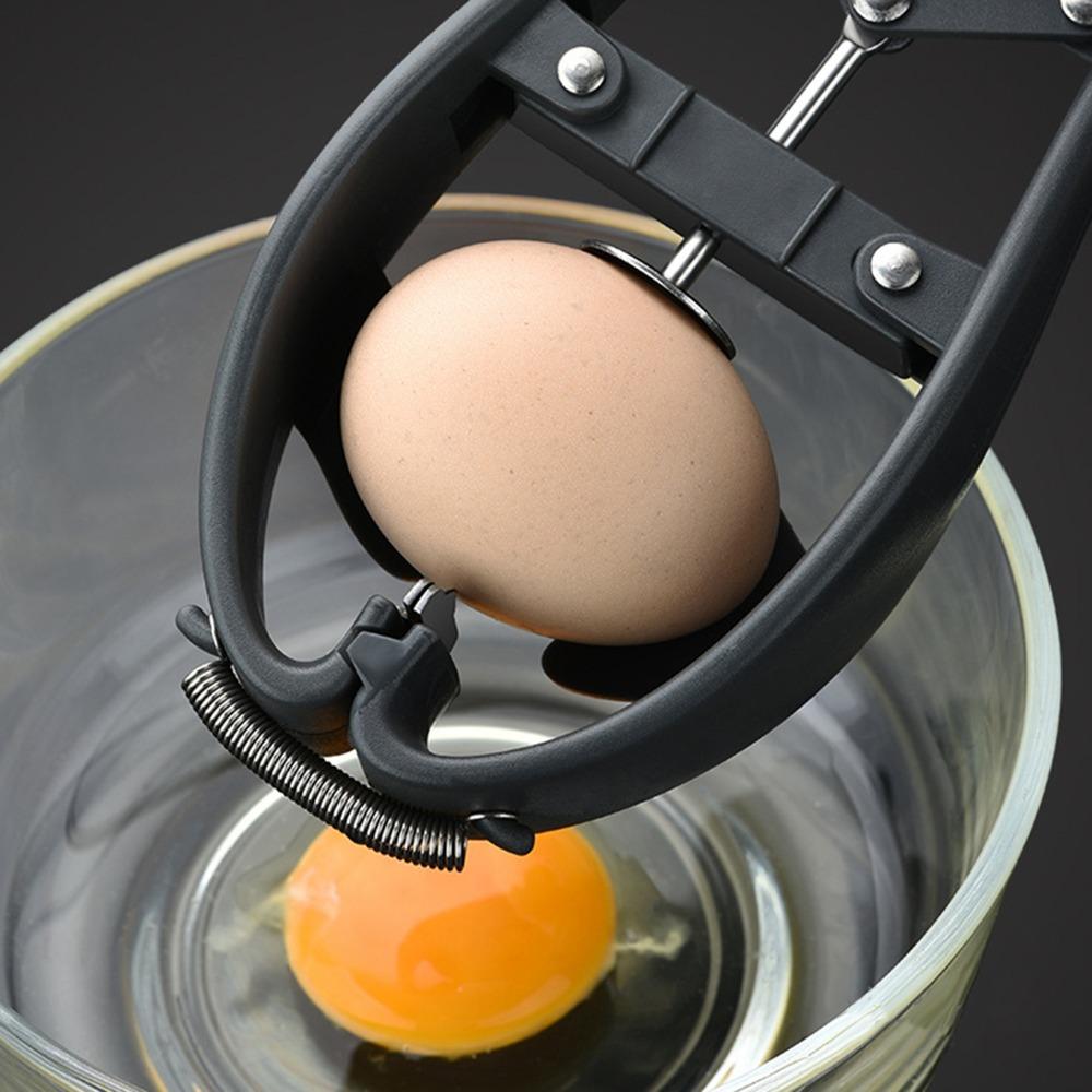 Black Egg Opener Spring Design Egg Cracker Durable Egg Separator Tool Home Cooking Baking