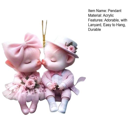 Подвеска в виде мультяшной свиньи, подвесное украшение с тесьмой, легко подвешивается, рождественские подвесные украшения, акриловые украшения