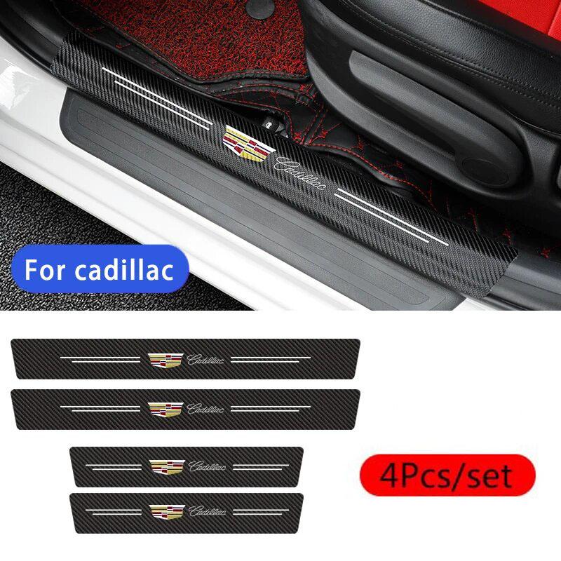 Leather Car Threshold Stickers Door Sill Protector Decals for Cadillac ATS BLS CT4 CT5 CTS EXT SLR XLR XT5 Escalade Deville DTS