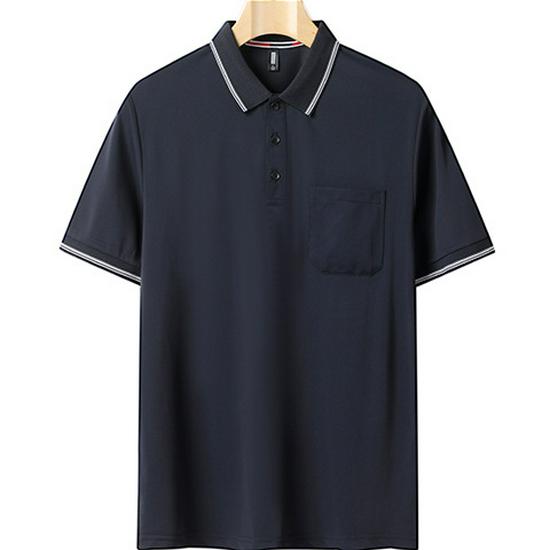Рубашка поло из ледяного шелка: Мужской летний топ с коротким рукавом для людей среднего возраста (30-50 лет)