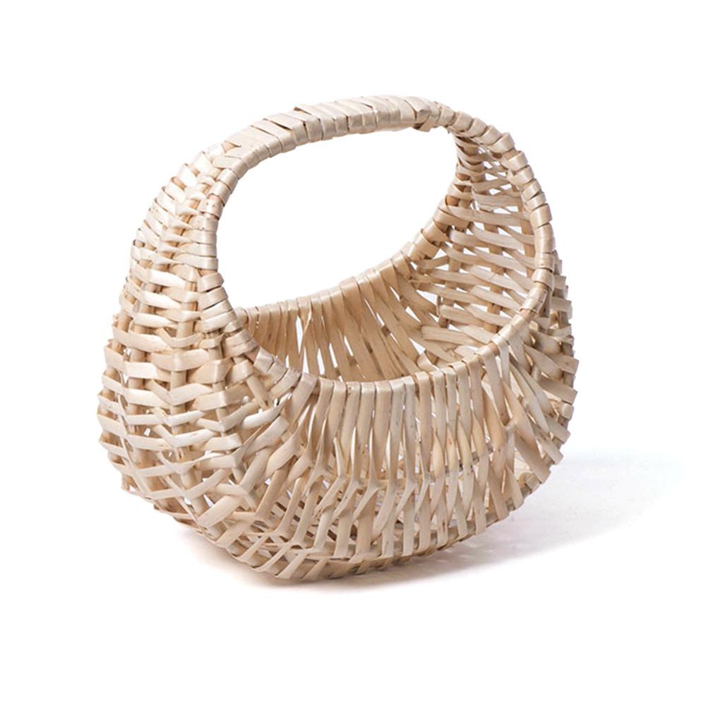 Gift With Handle Flower Basket Half Moon Willow Woven Rattan Basket Hand-held DIY Storage Basket Home Decoration
