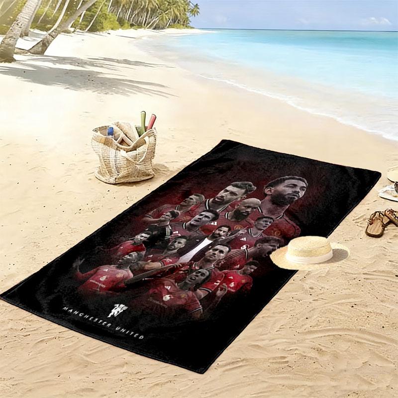 Red MUFC Glory Print Beach Towel, Large Soft Quick Dry Towel for Beach Camping Swimming
