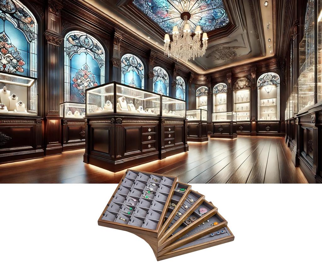 Деревянные украшения Деревянный аксессуар Аксессуары Держатель для мелких предметов Поднос Be&U, Хранение, Ожерелье, Браслеты, Серьги, Кольца, Дисплей, Часы, Держатель, (12